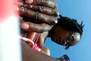 Fingering Wet Slut On Beach With Milf Group.