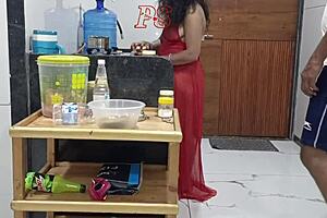 Big cocked Rohit makes hot wife soni's kitchen steamy