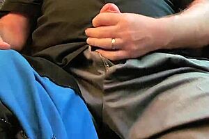 mycock4u2see loves stroking his big cock and cumming on a public train ride