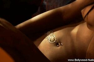 brunette indian woman dancing and undressing