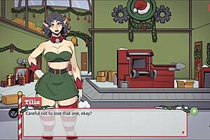 Claus secret surprise xmas hentai game ep 5 femboy cum all over santa elf cute face