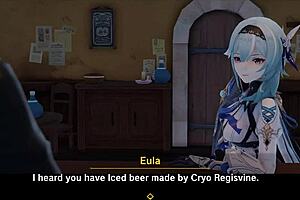 eula from genshin impact shines in stunning 3d animation with wild group scenes.