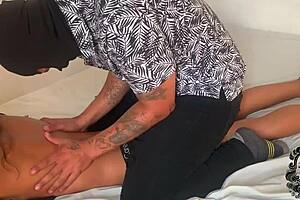 Horny stepsister moans during intense massage session!