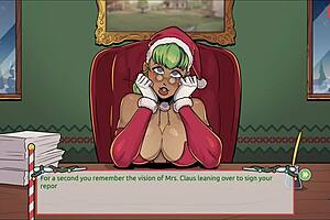 Claus secret surprise xmas hentai game ep 5 femboy cum all over santa elf cute face