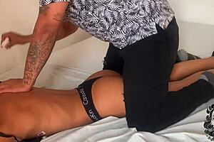 Horny stepsister moans during intense massage session!