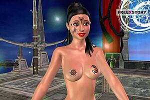 Cute Indian girl poses and masturbates in 3D cartoon