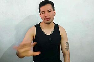 Young twink sucks huge cock of best friend's uncle and swallows cum