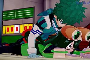 Yo, Tsuyu Asui, Mt Lady, and Izuku Midoriya go wild in intense hentai sex!