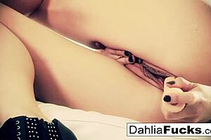 Sexy dahlia dildos her tight wet pussy passionately