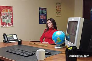 Milf in Lingerie Seducing Teacher at Office!