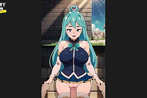 i creampied konosuba aqua in standing sex, ohh my waifu squirted