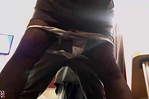 French amateur in black satin dress gets doggystyle POV with dirty talk.