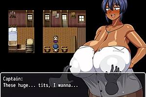 Tanned Girl Natsuki Flashes Huge Tits In Hentai Game Ep 1 To Help Captain Jerk Off