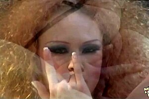 blonde gets dp, blowjob, and cum in mouth