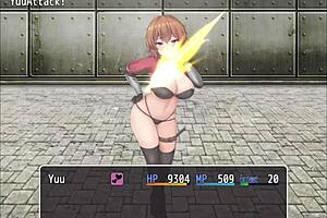 orange haired girl steps on hero's cock with naughty feet 😈