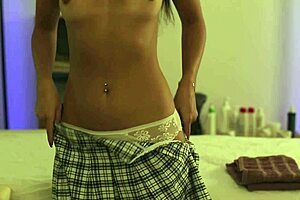 masseur seduces muscular babe with ball licking and bareback fuck