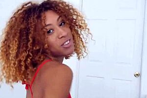 Ebony girlfriend gives intense anniversary blowjob in lingerie