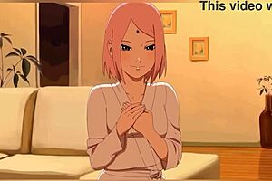 naruto and sakura engage in detailed anime hentai action