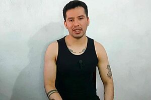 Young twink sucks huge cock of best friend's uncle and swallows cum