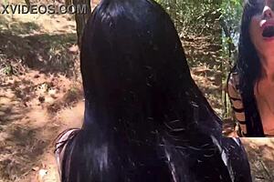 i feel karol smith sexy mexican fucking a fan in the forest and cumming inside me