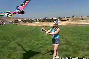 Little April Rubs Clit and Sucks Popsicle Outdoors!