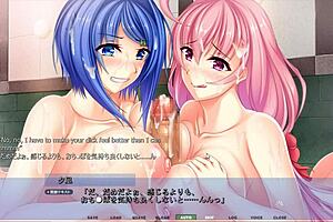 In Akumeru family harem, dual step-sisters titfuck me together