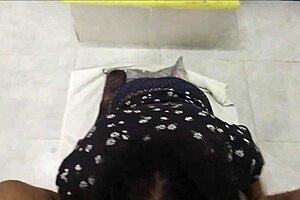 She gives oral to her boyfriend in a casual way.