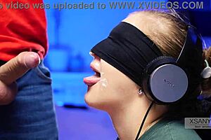 my best friend tricked me into tasting cum during our blindfolded game with tongue close-ups