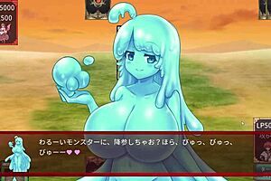 Succubus battles slime in this anime hentai duel game