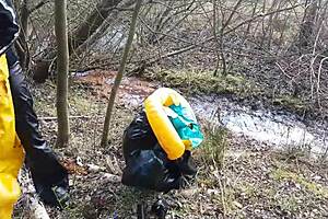 i-i got into this rich german femdom mud scene with rubber and latex outdoors!