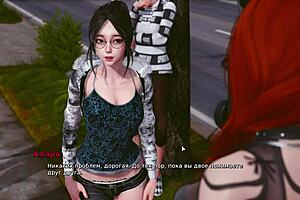 Student slut in underwear gets bullied by milf in romantic cartoon gameplay