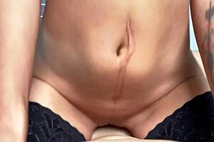 Hot POV Reverse Cowgirl Fuck in Stockings with Cum on Boobs