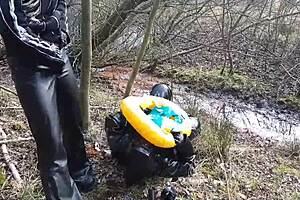 i-i got into this rich german femdom mud scene with rubber and latex outdoors!