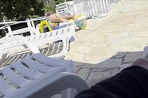 She helped me jerk off and cum by the public pool