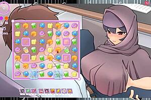 Tsundere Milf Gives Titjob Under Desk in Hentai Game