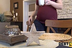 Dude, this pregnant redhead spreads her legs for the debt collector in POV action!