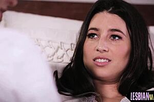 Seductive milf engages in intriguing interaction with cute babe in glamour setting