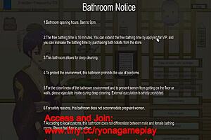 Cute ladies bathe in public house hentai game