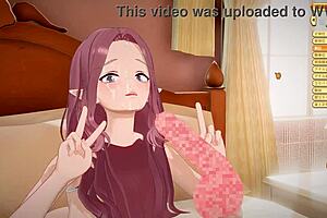 perverted man toys with cute girl in hentai cartoon scene