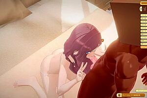 perverted man toys with cute girl in hentai cartoon scene