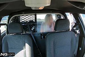 Naughty girl bent over for doggystyle in cop car?