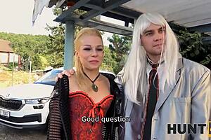 Watch this Hunt4k babe get nailed by a magician while her hubby becomes a cuckold in POV stockings scene.