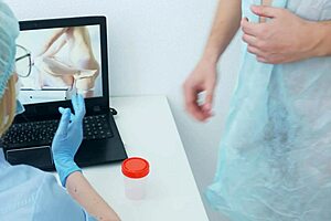 Nurse JERKS OFF Patient for Semen Analysis with Prostate Massage!