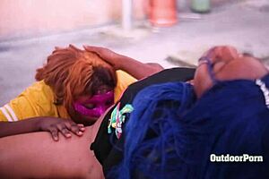 Lesbians enjoy public cunilingus and muff diving