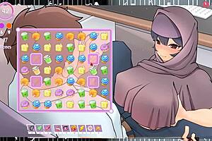 Tsundere Milf Gives Titjob Under Desk in Hentai Game