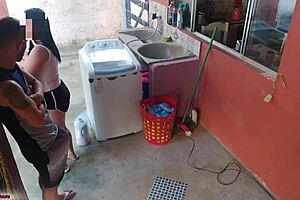 Maid Can't Resist Erect Cock While Boss Is Away