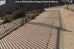 sexy brunette girlfriend bent over in doggystyle fucking outdoors before the camera