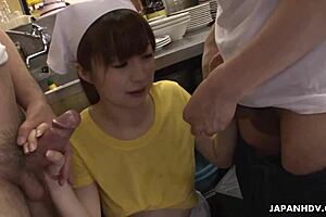 fucking the asian cook hard in the back of the kitchen