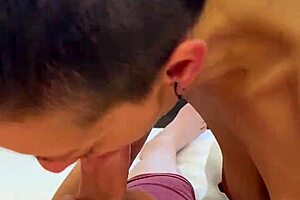 Roxi Reynolds Sucks Old Man's Big Monster Cock in Intriguing Blowjob Contrast