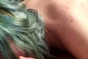 Blue Hair Girl Giving Me Long Blow Job